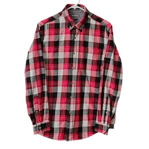 Eddie Bauer Men's Flannel Button Down Shirt Size M Relaxed Fit Plaid Red…